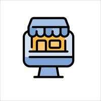 A store icon with a window and a door vector