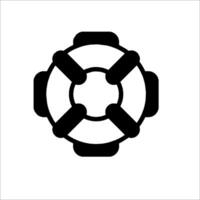 A black and white icon of a life preserver vector