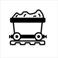 A black and white image of a train with a bucket of coal vector