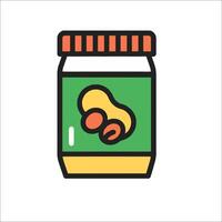 A jar of peanut butter with a lid on it vector