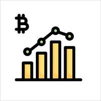 Bitcoin graph icon with a bar chart vector