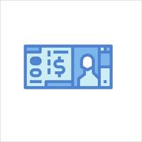 A blue icon of a person with a dollar sign vector