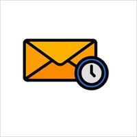 Email envelope icon with clock illustration vector