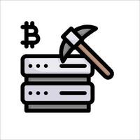 Bitcoin mining with a hammer and a stack of servers vector