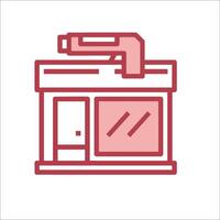 A red and white icon of a store vector