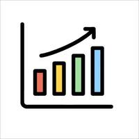 A graph chart with an arrow going up vector