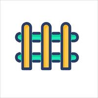 A line of wooden sticks with a blue and yellow border vector