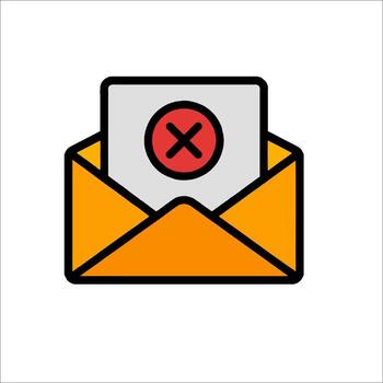An email envelope with a red cross on it vector
