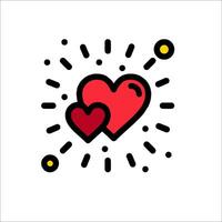 A red heart with a yellow dot in the middle vector