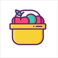 A basket full of apples and a leaf vector