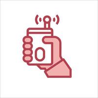 A hand holding a phone with a radio icon vector