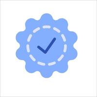A blue badge with a tick mark on it vector
