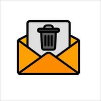 An envelope with a trash can icon on it vector