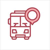 Bus icon with a map and a red dot vector