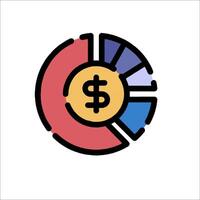 A dollar sign in a circle with a pie chart vector