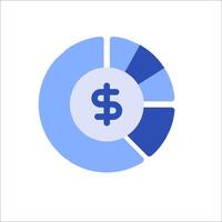 A pie chart with a dollar sign and a dollar sign vector