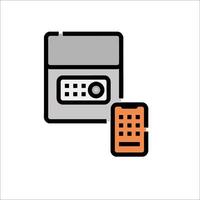 A phone and a computer are shown in a flat line vector
