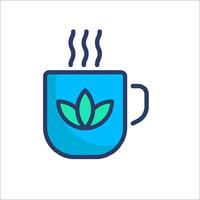 A cup of tea with a leaf on it vector