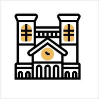 A church icon with a clock on it vector