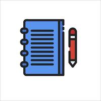 A notebook and pen icon on a white background vector