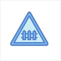 A blue triangle with a fence in the middle vector
