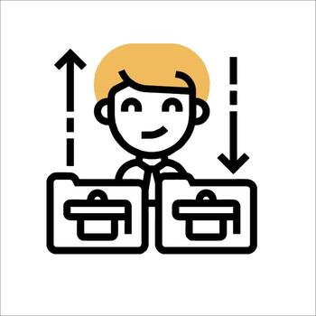 un hombre es participación un carpeta con un computadora en eso vector