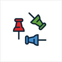 A line icon of three push pins vector