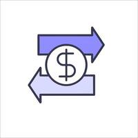 A dollar sign and arrow pointing in opposite directions vector