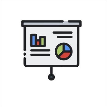 un presentación tablero con un tarta gráfico en eso vector