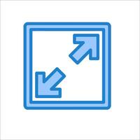 A blue arrow pointing to the right and a blue square vector