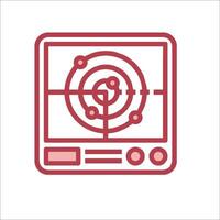 A red icon of a computer screen with a target on it vector