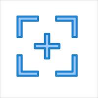 A blue square with a plus sign in the middle vector
