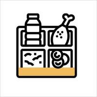 A food box with food and drinks in it vector