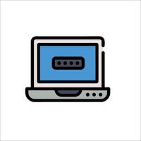 A laptop computer with a lock icon vector