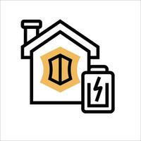 A house with a battery and a lightning bolt vector