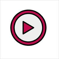 A play button in a white circle with a pink border vector