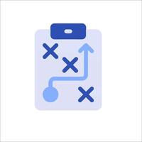 A blue and white clip board with arrows and a cross vector