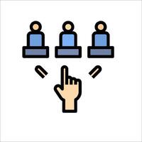 A hand pointing to a group of people with a cursor vector