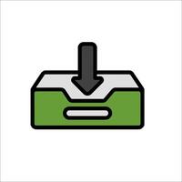 A green and white box with a green arrow pointing to it vector