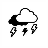 Black and white icon of a cloud with lightning vector