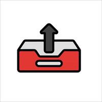A red box with an arrow pointing up vector