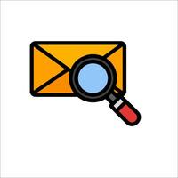 Email envelope icon with magnifying glass illustration vector
