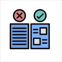 Two boxes with check marks and a tick vector