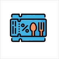 A blue and orange box with a fork and spoon vector