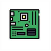 A green computer motherboard icon on a white background vector