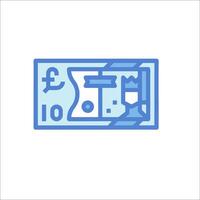 A blue and white icon of a ten pound note vector