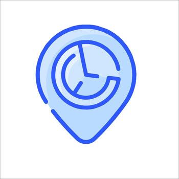 A map pin with a clock icon vector