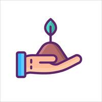 A hand holding a plant with a green sprout vector