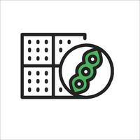 A green and black line icon of a bean vector
