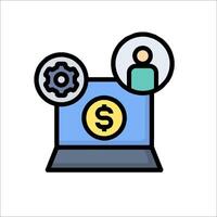 A laptop with a dollar sign and a person vector